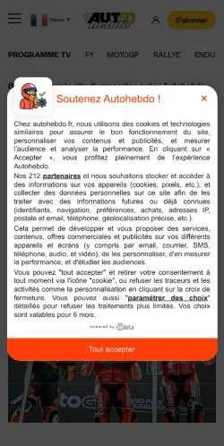 Pré-visualização do site AUTOhebdo, meio de França para artigos patrocinados