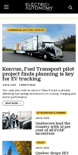 Forhåndsvisning af Electric Autonomy Canada, medie fra Canada til sponsorerede artikler