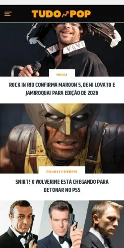 Aperçu du site Tudo Pop, média de Brésil pour articles sponsorisés