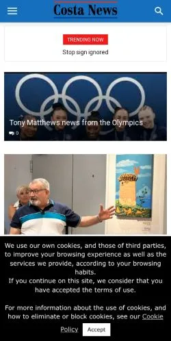 Anteprima del sito Costa News, media di Regno Unito per articoli sponsorizzati