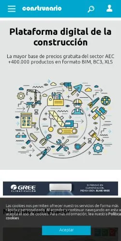 Vista previa del sitio Construnario, medio de España para artículos patrocinados