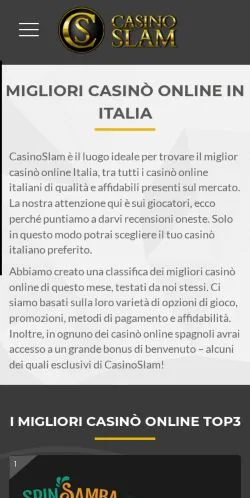 Anteprima del sito Casino Slam, media di Italia per articoli sponsorizzati
