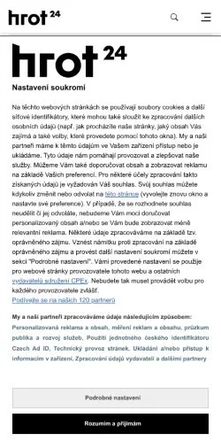Podgląd witryny Hrot24.cz, medium z kraju Czechy do artykułów sponsorowanych
