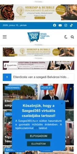 스폰서 기사용 헝가리 매체 Szeged365 사이트 미리보기