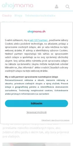 Vista previa del sitio Ahojmama, medio de Eslovaquia para artículos patrocinados