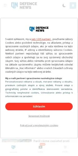 Anteprima del sito Defencenews, media di Slovacchia per articoli sponsorizzati