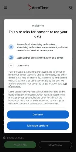 스폰서 기사용 미국 매체 AeroTime 사이트 미리보기
