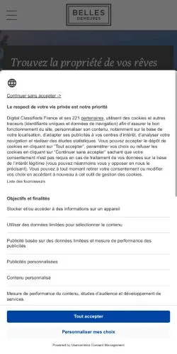 Anteprima del sito Belles Demeures, media di Francia per articoli sponsorizzati