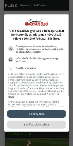 Anteprima del sito SZMSZ, media di Ungheria per articoli sponsorizzati