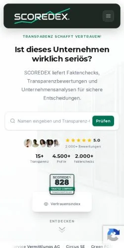 Forhåndsvisning av nettstedet SCOREDEX, medium fra Tyskland for sponsede artikler