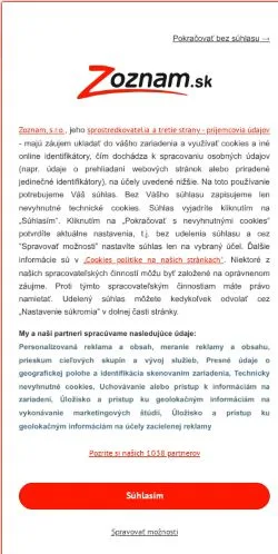 Pré-visualização do site Karierainfo, meio de Eslováquia para artigos patrocinados