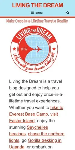 Anteprima del sito Living The Dream, media di Stati Uniti per articoli sponsorizzati