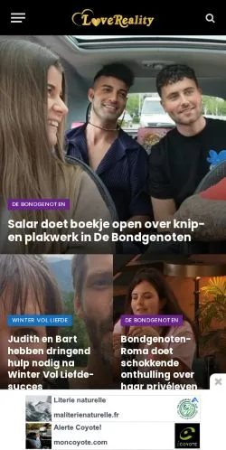 Podgląd witryny LoveReality, medium z kraju Holandia do artykułów sponsorowanych