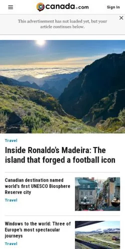 Pré-visualização do site Canada, meio de Estados Unidos para artigos patrocinados