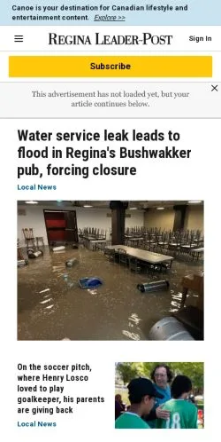 Forhåndsvisning av nettstedet Regina Leader Post, medium fra USA for sponsede artikler