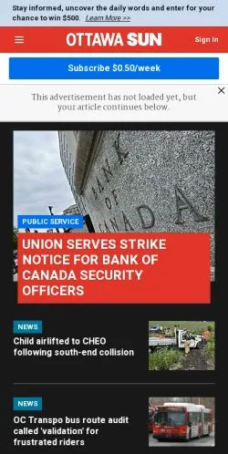 스폰서 기사용 미국 매체 Ottawa Sun 사이트 미리보기