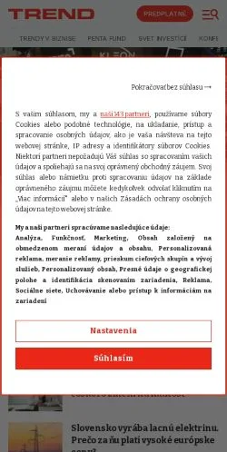 Voorbeeld van de site TREND, medium uit Slowakije voor gesponsorde artikelen