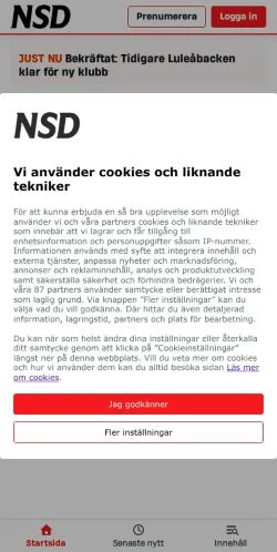 Förhandsvisning av webbplatsen NSD, medium i Sverige för sponsrade artiklar