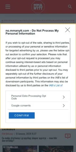 スポンサード記事向けのアメリカ合衆国メディア、MMAnyttのサイトプレビュー