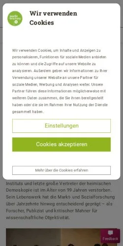 Anteprima del sito Marktforschung, media di Germania per articoli sponsorizzati