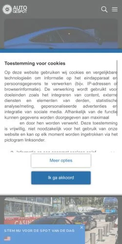 Anteprima del sito Autogespot, media di Belgio per articoli sponsorizzati