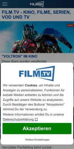 Podgląd witryny Film.TV, medium z kraju Szwajcaria do artykułów sponsorowanych