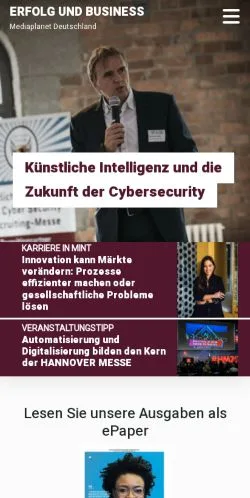 Podgląd witryny ERFOLG UND BUSINESS, medium z kraju Niemcy do artykułów sponsorowanych