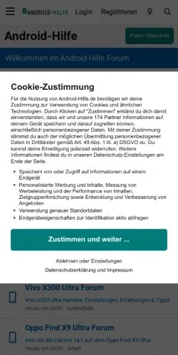 Aperçu du site Android-Hilfe, média de Allemagne pour articles sponsorisés