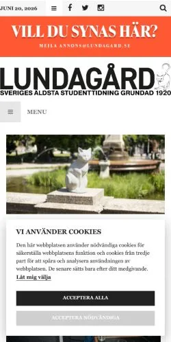 Anteprima del sito Lundagard, media di Svezia per articoli sponsorizzati