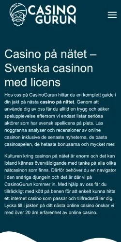 Podgląd witryny CasinoGurun, medium z kraju Szwecja do artykułów sponsorowanych