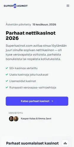 Pré-visualização do site Superkasinot, meio de Finlândia para artigos patrocinados