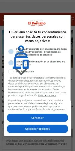 Anteprima del sito Diario Oficial El Peruano, media di Perù per articoli sponsorizzati