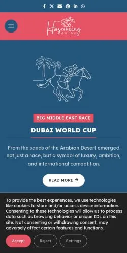 Anteprima del sito HorseRacing Guide, media di Stati Uniti per articoli sponsorizzati
