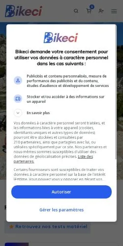 Anteprima del sito Bikeci, media di Francia per articoli sponsorizzati