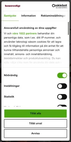 Anteprima del sito Hemtrevligt, media di Svezia per articoli sponsorizzati