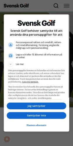 Anteprima del sito Svensk Golf, media di Svezia per articoli sponsorizzati