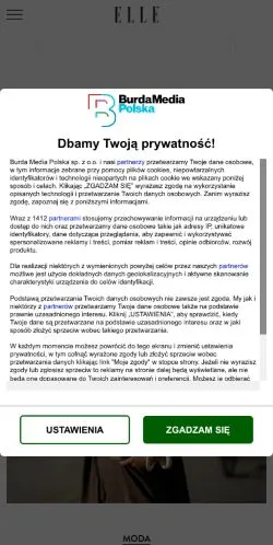 Förhandsvisning av webbplatsen Elle, medium i Polen för sponsrade artiklar