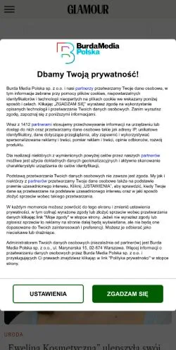 Podgląd witryny Glamour, medium z kraju Polska do artykułów sponsorowanych