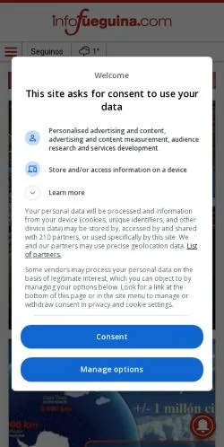 Anteprima del sito Infofueguina, media di Spagna per articoli sponsorizzati