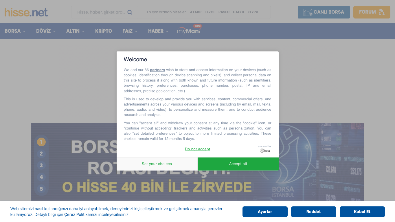 Voorbeeld van de site HisseNet, medium uit Turkije voor gesponsorde artikelen
