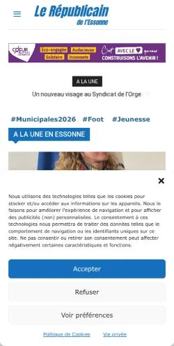 Anteprima del sito Le Républicain de l'Essonne, media di Francia per articoli sponsorizzati