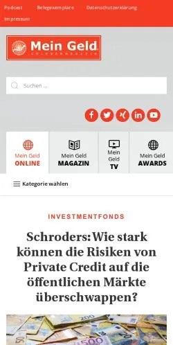 Pré-visualização do site Mein Geld, meio de Alemanha para artigos patrocinados