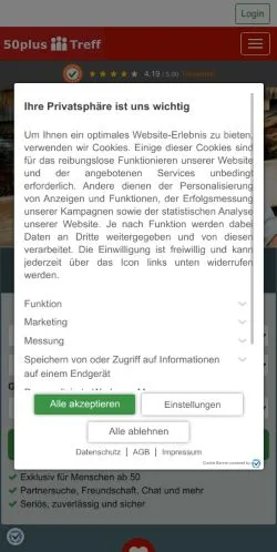 Anteprima del sito 50plus-Treff, media di Svizzera per articoli sponsorizzati