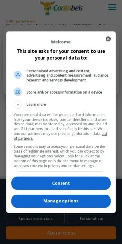 Sponsorlu makaleler için Brezilya medyası Portal Contábeis sitesinin önizlemesi
