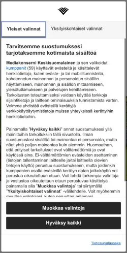 Anteprima del sito Länsiväylä, media di Finlandia per articoli sponsorizzati