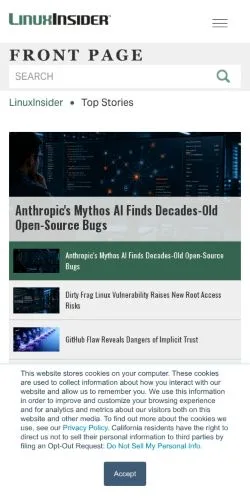 Forhåndsvisning av nettstedet LinuxInsider, medium fra USA for sponsede artikler