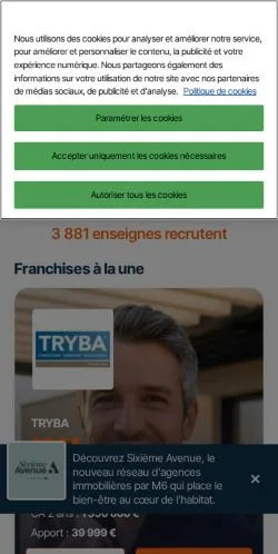 Anteprima del sito Observatoire de la Franchise, media di Francia per articoli sponsorizzati