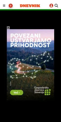 Anteprima del sito Dnevnik, media di Slovenia per articoli sponsorizzati