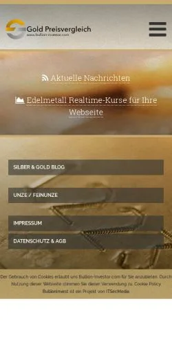 Anteprima del sito BullionInvest, media di Germania per articoli sponsorizzati