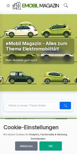 Podgląd witryny eMobil Magazin, medium z kraju Niemcy do artykułów sponsorowanych